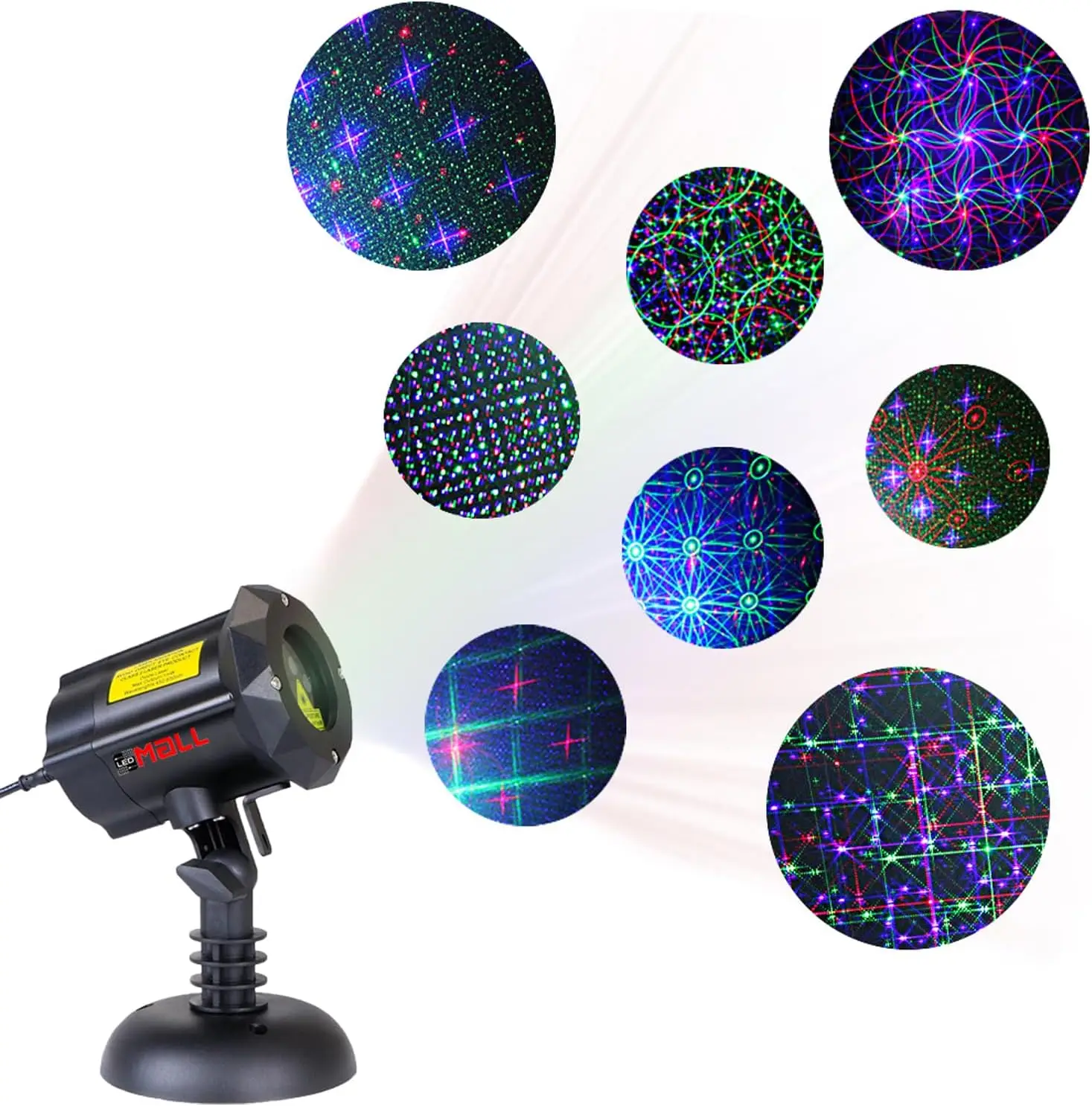 Outdoor Christmas Laser Lights Projector Motion 8 Patterns Red Green Blue Remote Control Security Lock