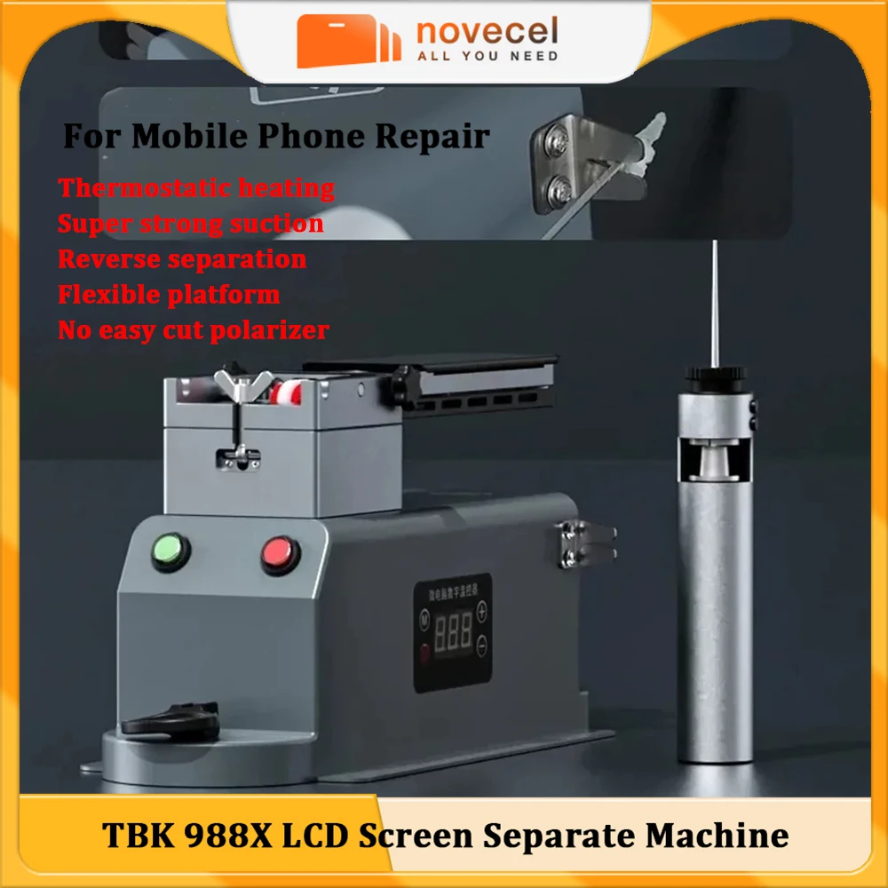 TBK988X LCD Screen Heating Separator Machine High Suction for Mobile Phone Glass OCA Separation Glue Removal Display Repair Tool