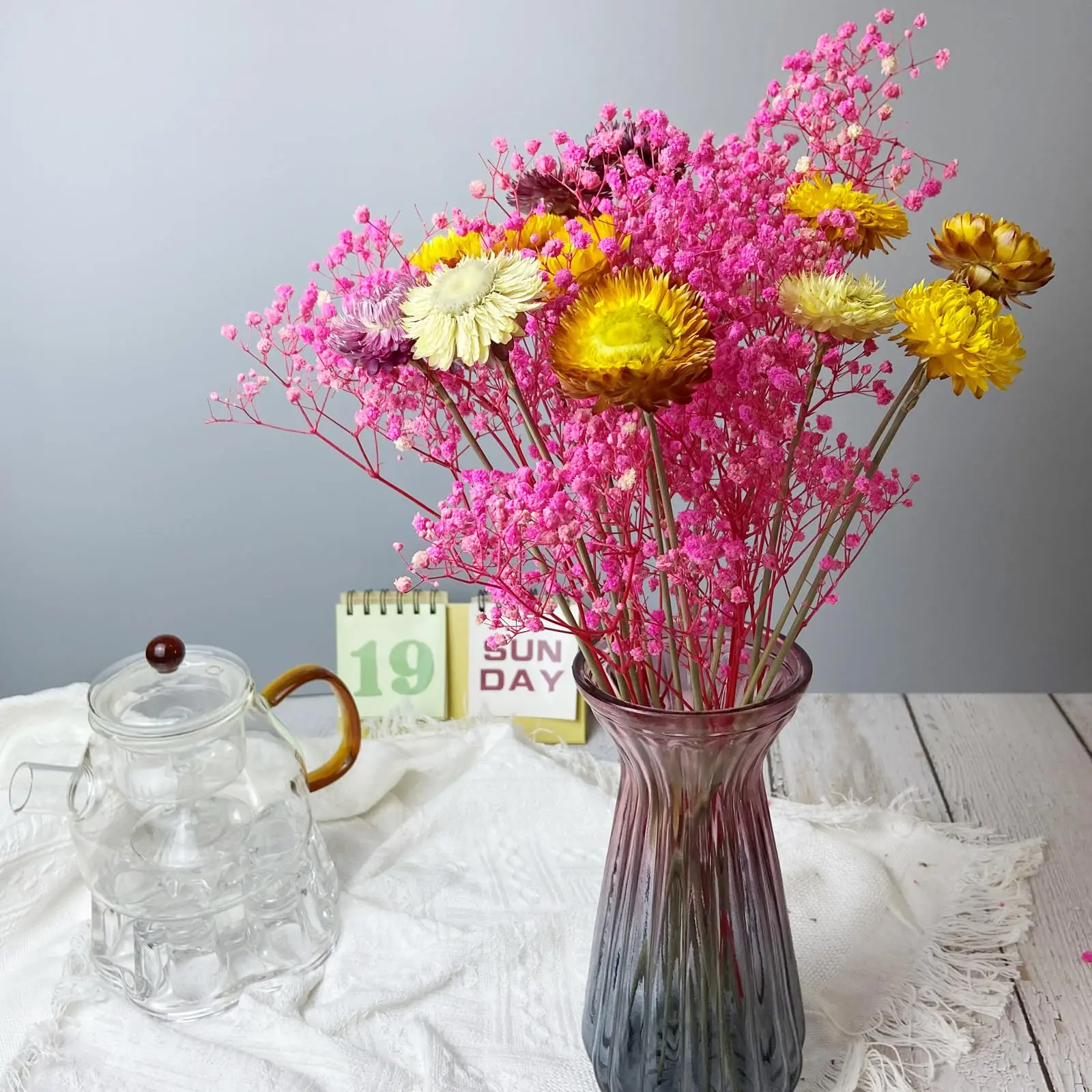 

Dried Baby's Breath with Billy Button Bouquet,Preserved Baby's Breath for Floral Arrangements Home Wedding Decoration Fall Decor