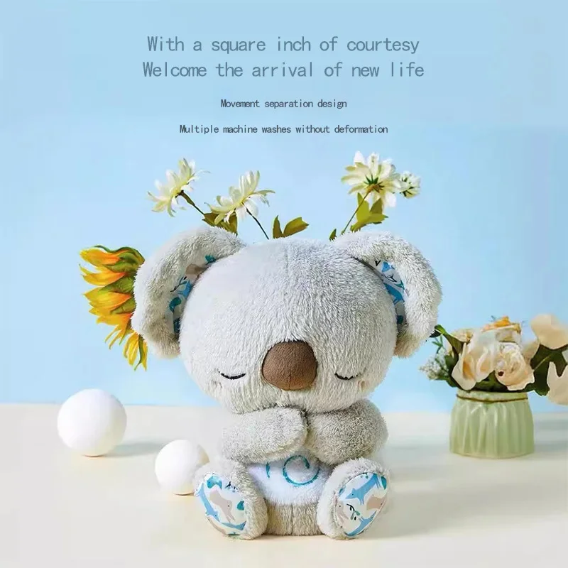 Breathing Koala Baby Soothing Plush Doll Soft Sleep And Playmate Musical Toy With Light Sound Newborn Sensory Comfortable Gifts