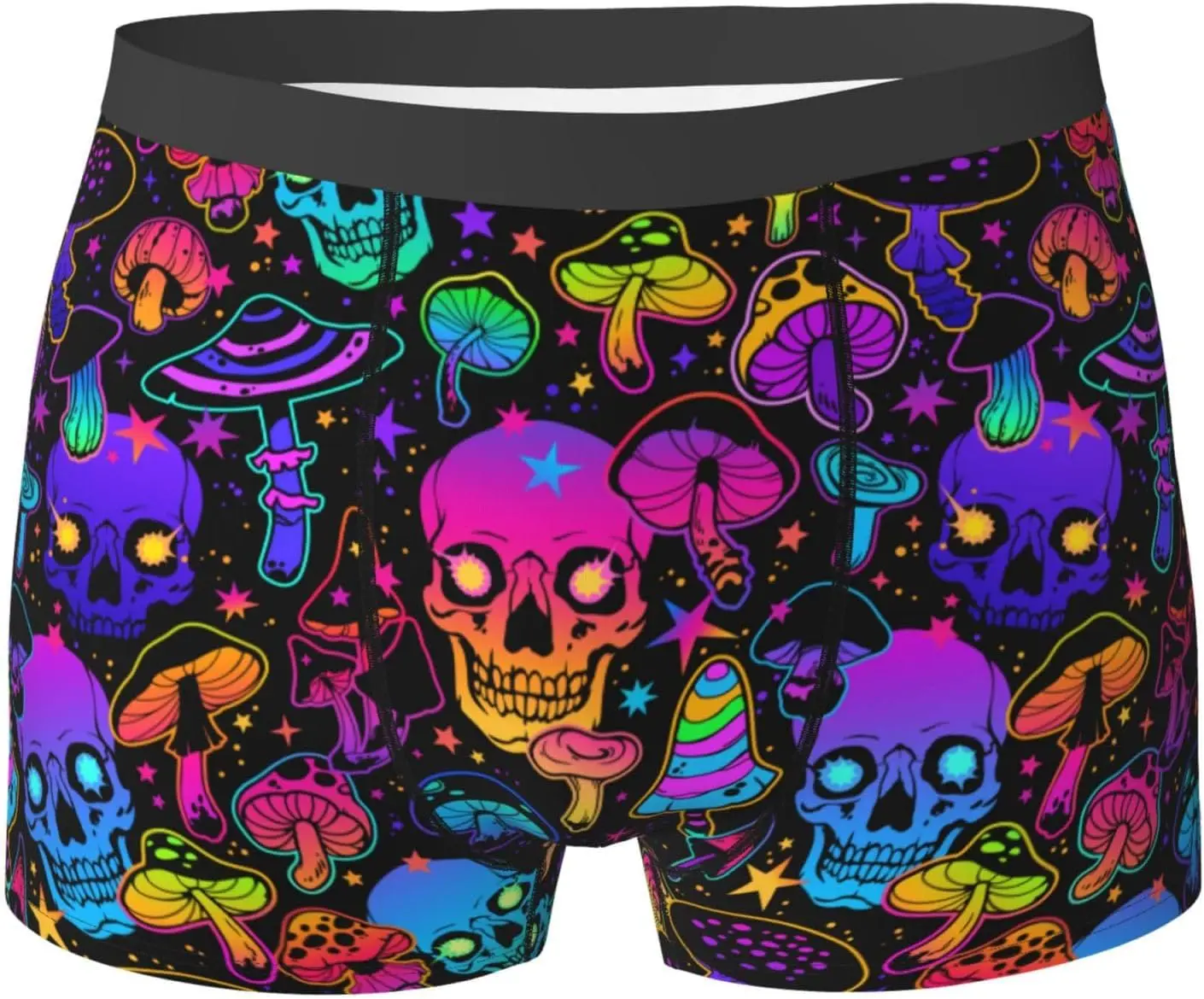 Men's Briefs Underpants Mushrooms and Skulls Print Mens Soft Underwear,Comfy Breathable Short Trunk