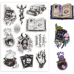 Witchcraft Spellbook Clear Stamps Witchcraft Magical Rubber Stamp Silicone Stamp Cards Word Rubber Stamps for Card Making Photo