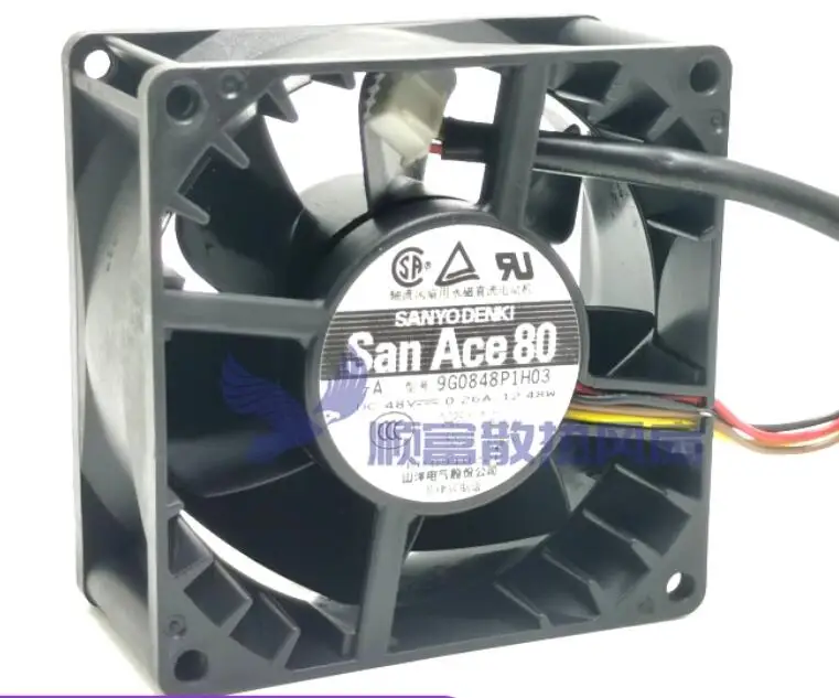 SANYO DENKI 9G0848P1H03 DC 48V 0.26A 80x80x38mm 4-Wire Server Cooling Fan