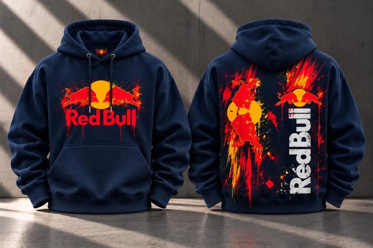 Red Bull Graffiti Style Men Hoodie, New 3D Print Sports Sweatshirt, Casual Pullover Extreme Racing Fan Hooded Top