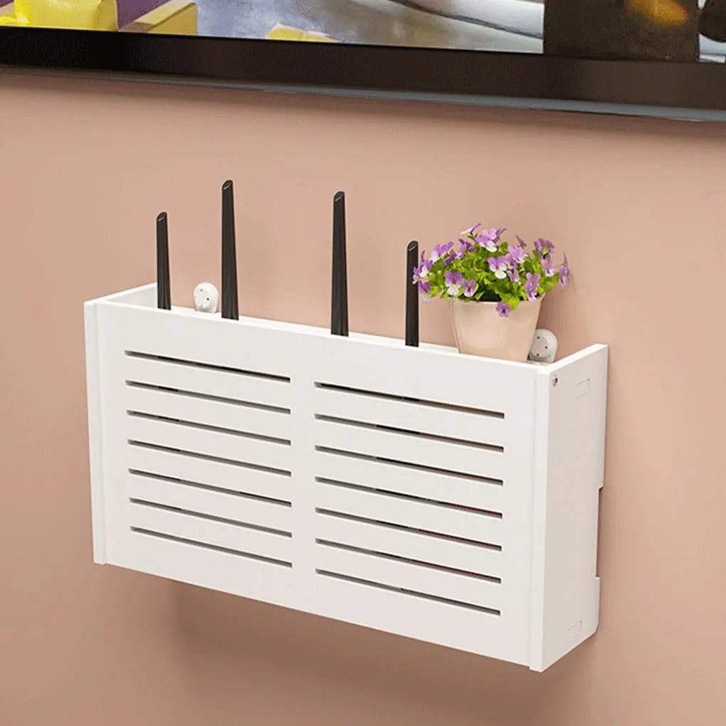 Wall Mounted Wireless Router Rack Living Room Wall-Mounted WiFi Storage Box Wall Decoration Cable Power Bracket Organizer Box