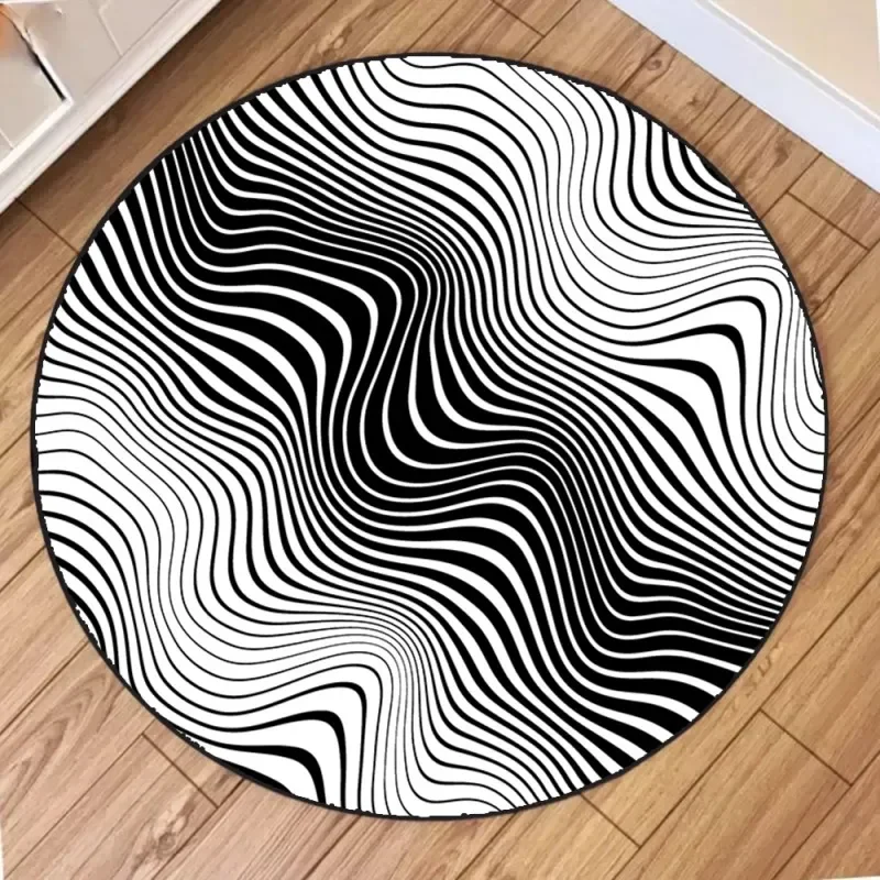 3D Vortex Optical Illusion Round Rug – Non-Slip Short Plush Swirl Carpet for Living Room Decor