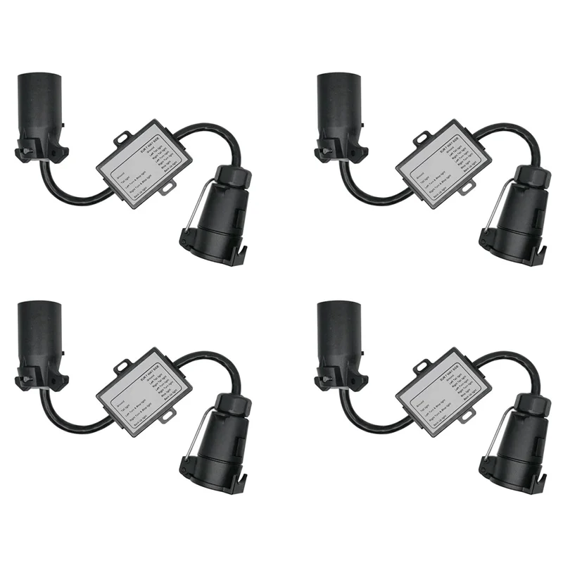 

4X Trailer Light Connector USA To EU 7-Way Socket Plug Adapter Vehicle Linker Trailer Connector