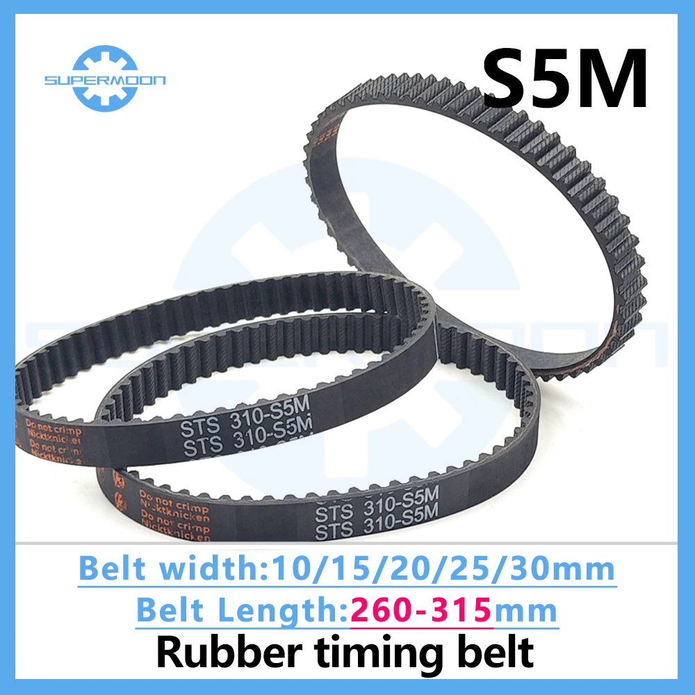 

S5M Timing Synchronous Belt length 260 265 270 275 280 285 290 295 300 305 310 315mm Width 10-30mm Rubber Closed-Loop Drive Belt