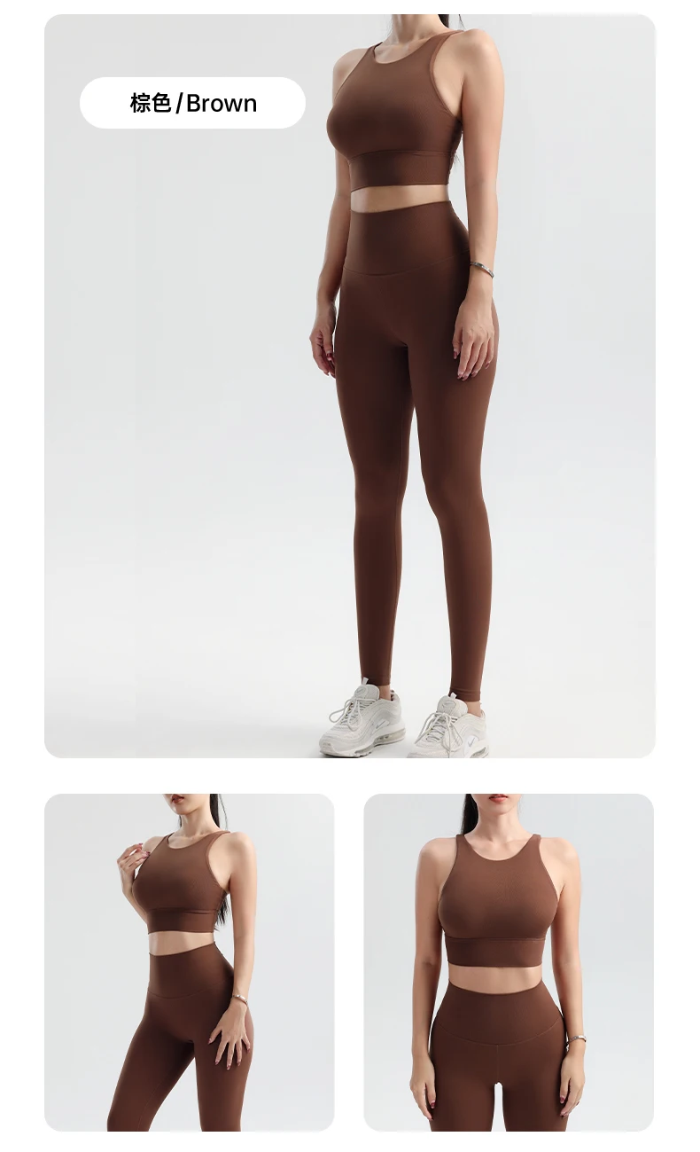 2-teiliger Yoga-Anzug, Sportbekleidung für Damen, „Naked Feel“-Sportkleidung, Fitness-Trainingsanzug, Workout-Outfit, Sport-BH, High-Waist-Leggings – Detail 10
