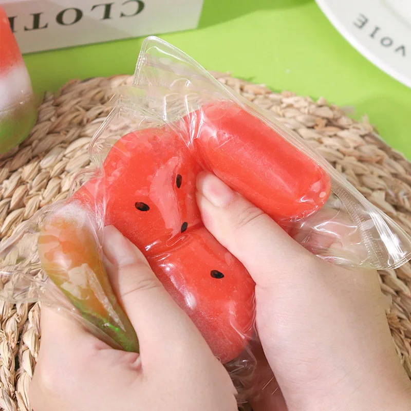 Summer Cool Watermelon Milk Tea Cup Drink Bottle Fidgety Toy TPR Watermelon Water Balloon Creative Gift Kids Squishy Toys Gift