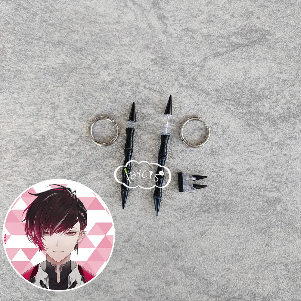 

NIJISANJI Vtuber XSOLEIL Ver Vermillion Cos Earring Ear Clip Cosplay Halloween Costume Anime Prop Jewelry Accessories