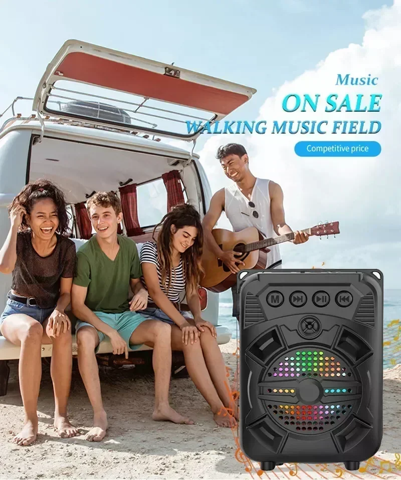 LDE Portable Wireless Sound Box Rechargeable with USB TF Card Radio Player Wireless Bluetooth Speaker for Party BBQ Home Travel