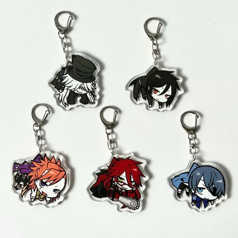 Schlüsselanhänger für Black Butler Sebastian Michaelis Ciel Phantomhive, Acryl-Anime-Schlüsselanhänger, doppelseitig, Geschenk für Freund, Geburtstagsgeschenk