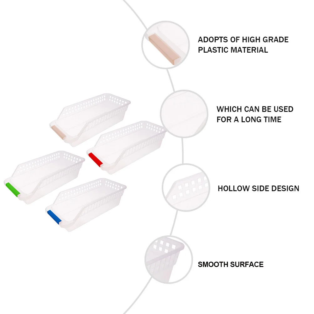 

4Pcs Plastic Storage Basket Drawer Type Kitchen Organizer Sundries Storage Container for Fruit Vegetable Sauce Bottles