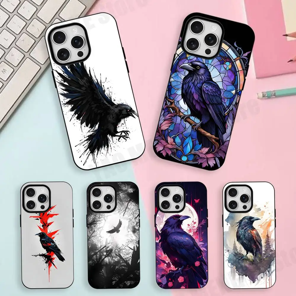 

Crow Art Aesthetics Matte Magnetic For Case For iPhone 17,16,15,14,13,12,11 Pro Plus Mini Max Frosted Cover