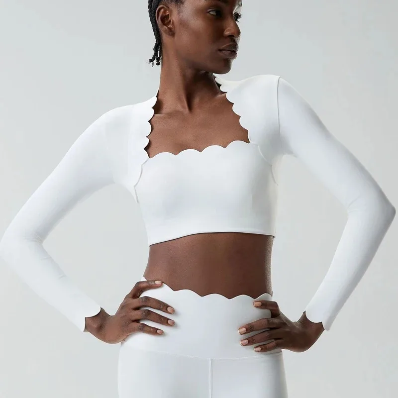 

Женская футболка для йоги SharpStar с длинным рукавом, облегающая, укороченная, очень мягкая, для тренировок, с подкладками для груди, спортивная одежда для тенниса