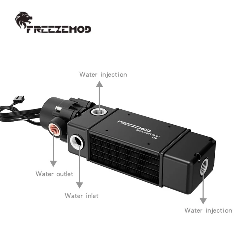 FREEZEMOD Integrated Small Liquid Cooling Module with 7.5W Pump Robot Drone 3 Meters Flow 450L/H SR-LH65T3X40-150