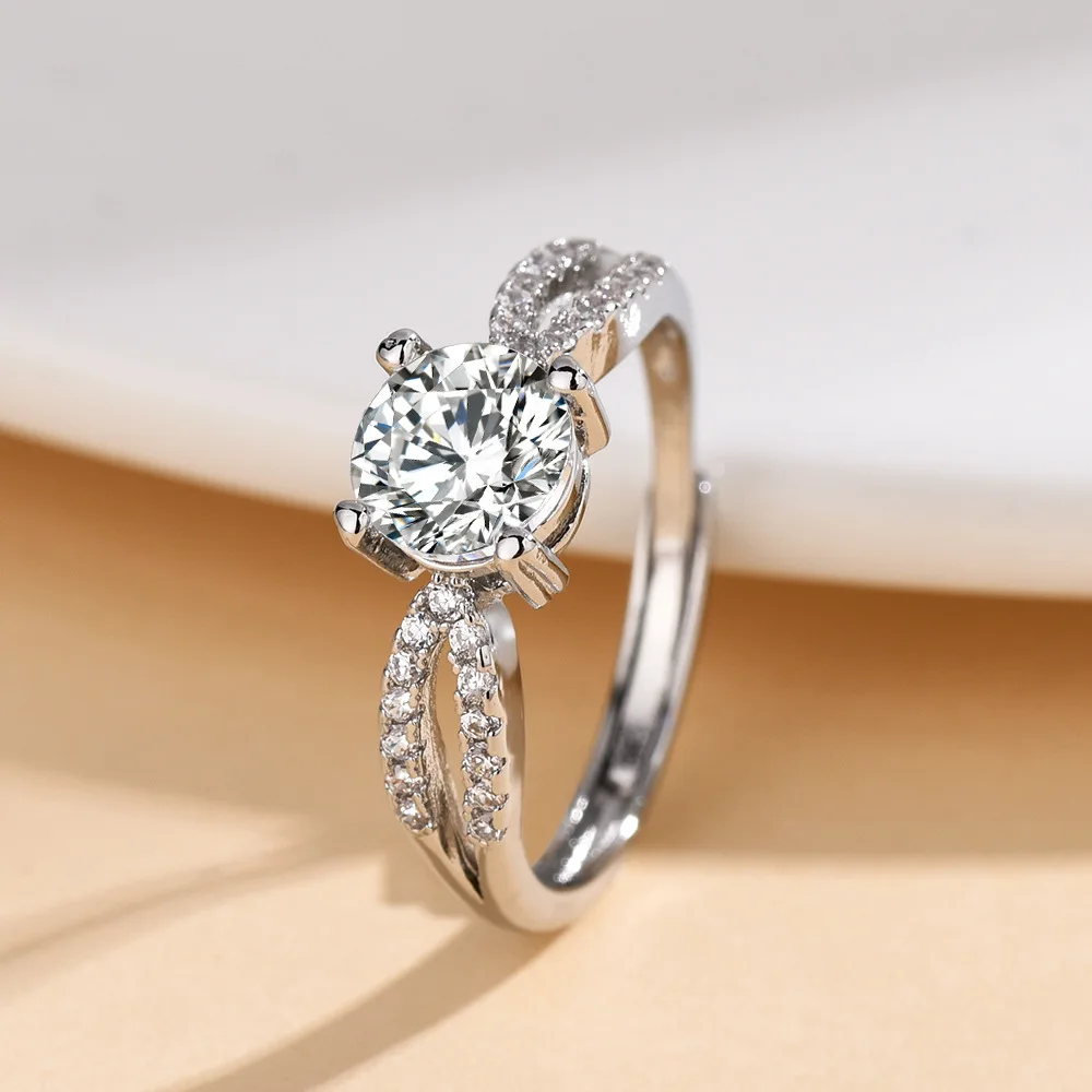 

Best-selling Moissanite carat diamond ring with adjustable opening, Star River arm-ring setting, wedding ring for women MJZ-75