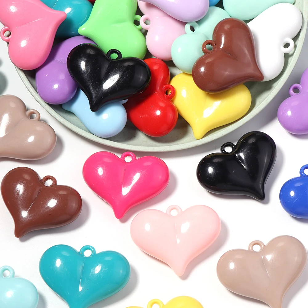 5pcs/lot Acrylic Heart Charms Pendant Colored Love Heart Shape Charms For Jewelry Making DIY Necklace Bracelets Accessories