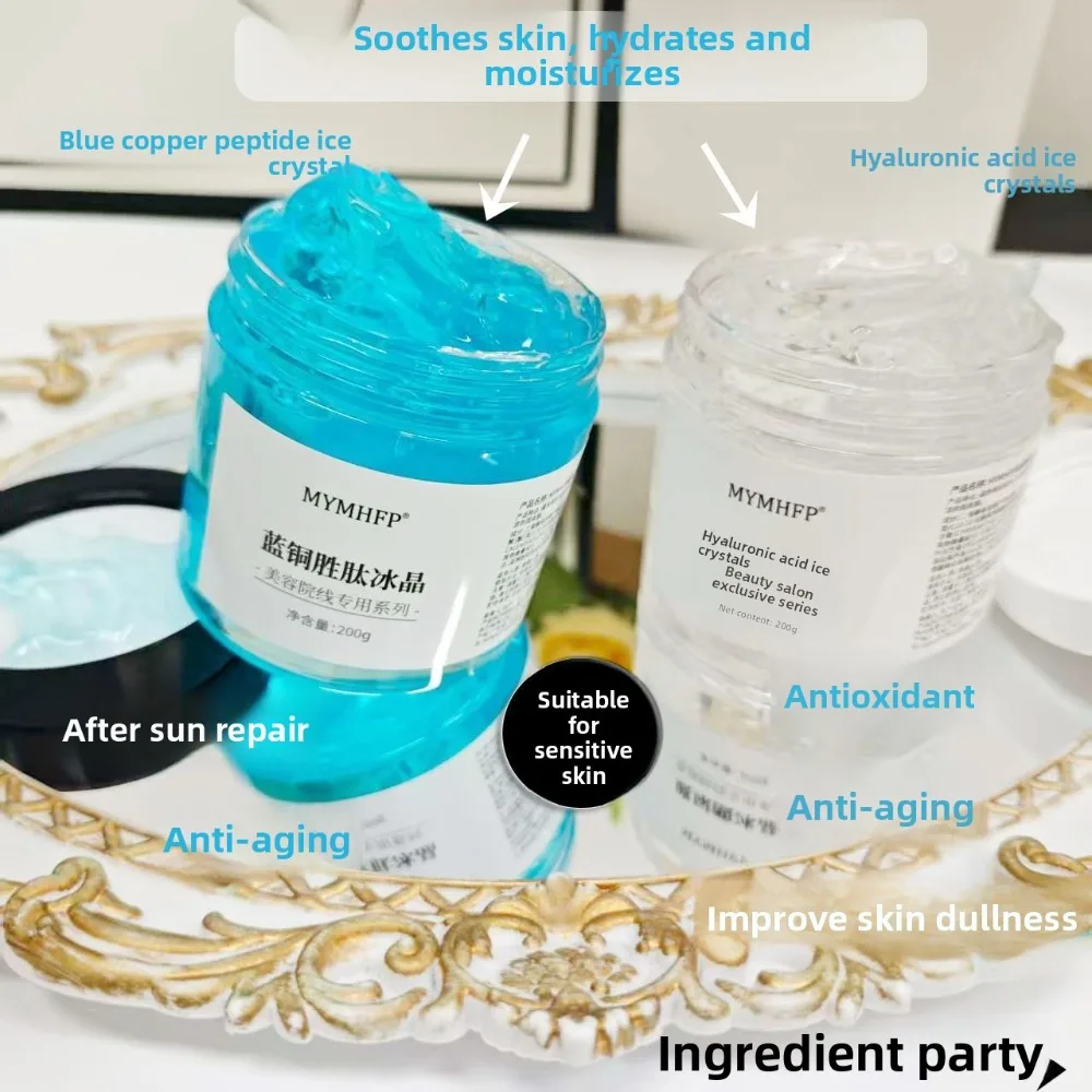 Blue Copper Peptide Ice Crystal Mask Hyaluronic Acid Sleeping Mask Anti Aging Hydrating After Sun Repair 200g