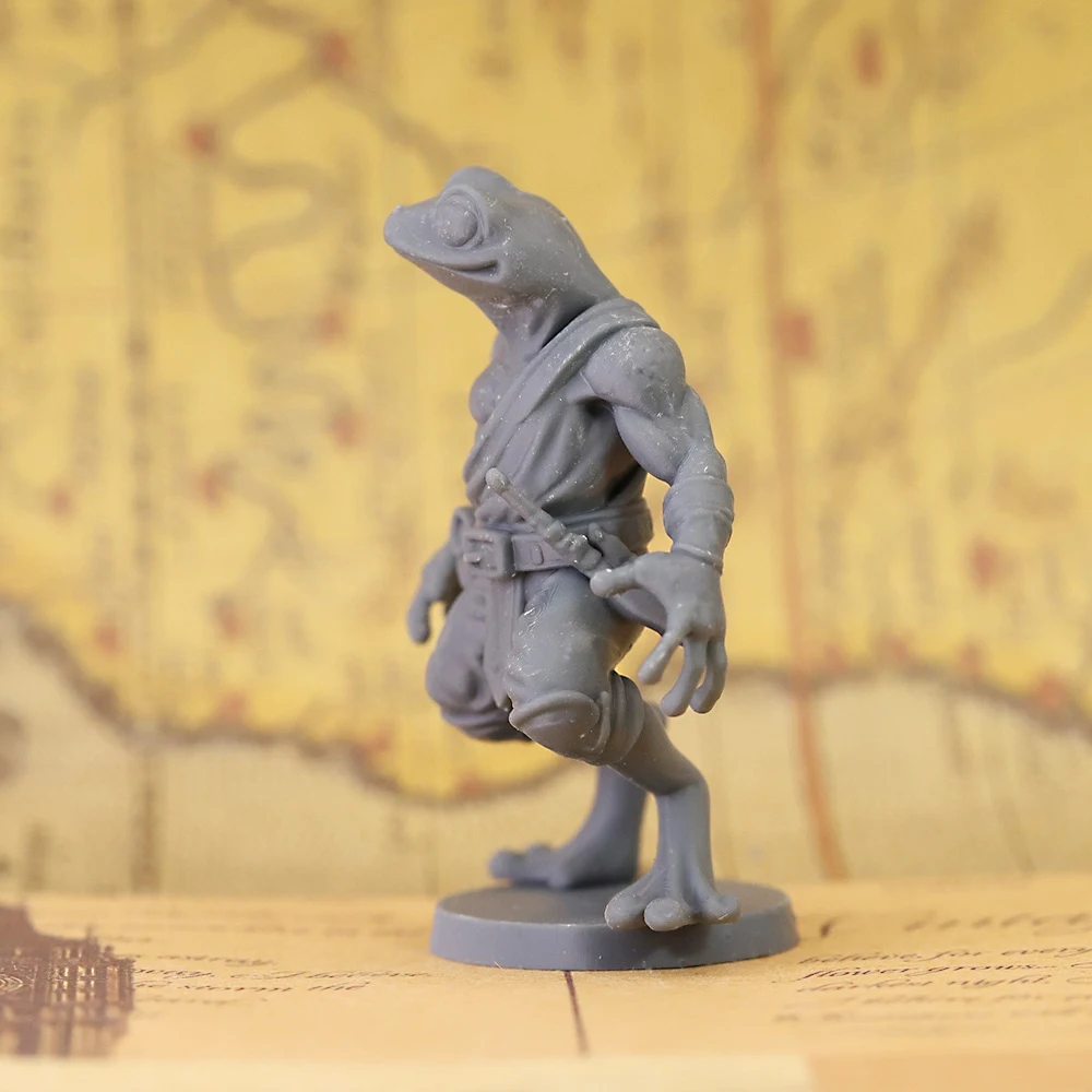 Frogfolk Unpainted Resin Miniature DND Figure, Tabletop RPG Wargame Frog Humanoid Warrior Model for Painting