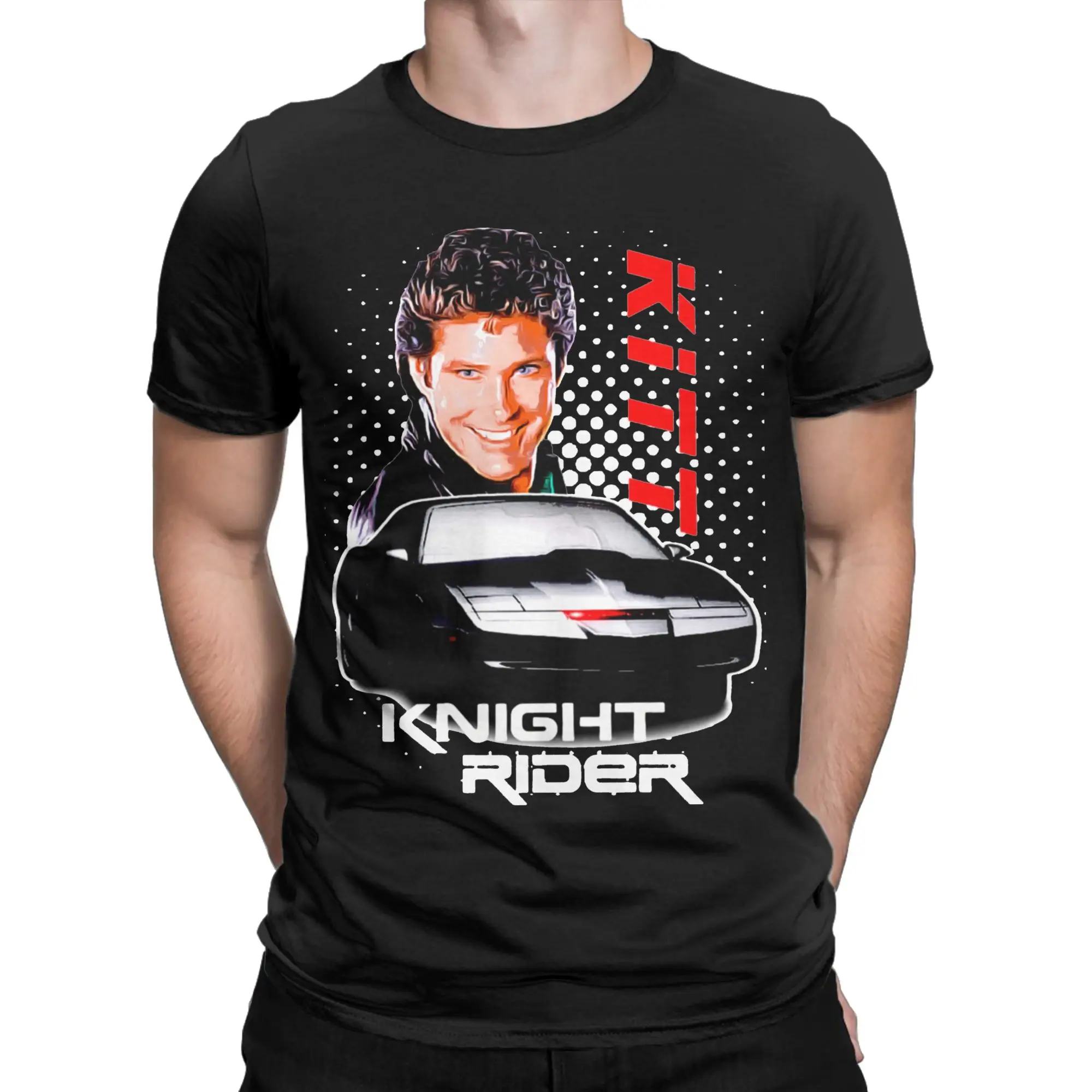 K2000 Knight Rider T Shirt Men Cotton Tops Shirts Vintage David Hasselhoff O-neck Short Sleeve