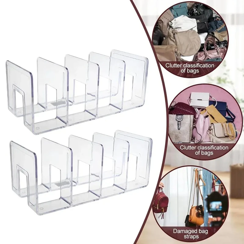 Purse Organizer For Closet Clear Acrylic Bag Divider Organizer 4X Clutch Bag Organizer Bag Rack Stand For Wallets Purses