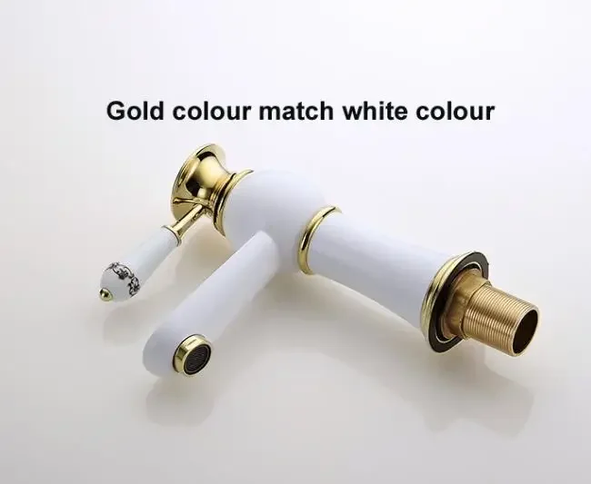 

Vidric On sale White Paint Ceramic Golden Polished basin Faucets bathroom fashion sink faucet washbasin taps mixer home supplies