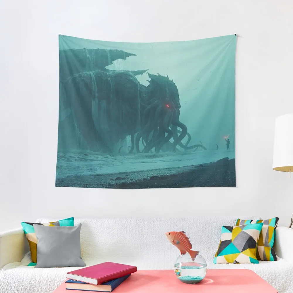 

Cthulhu Awakens Painting Tapestry Funny Bed Room Decoration Wallpapers Home Decor Room Decoration Aesthetic Tapestry