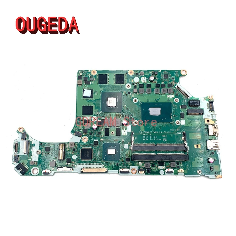 OUGEDA NBQ2Q11007 NB.Q2Q11.007 C5MMH C7MMH LA-E911P For Acer A715-71G laptop motherboard SR32Q I7-7700HQ GTX 1050 GPU DDR4