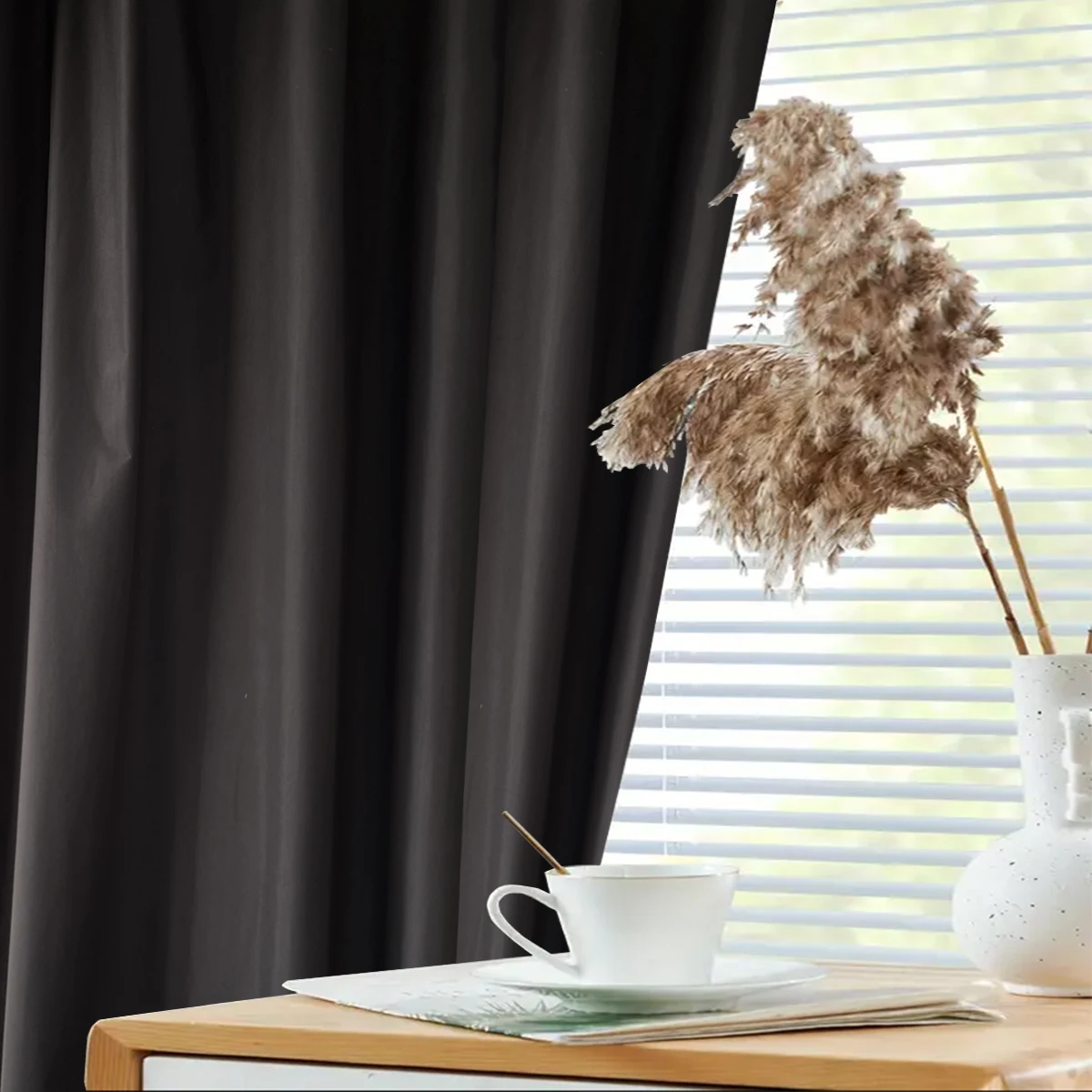 2PCS, Grommet Top, 100% Blackout Heat Insulation Sound Insulation Curtains With White Liner, Suitable For Bedroom  Living Room