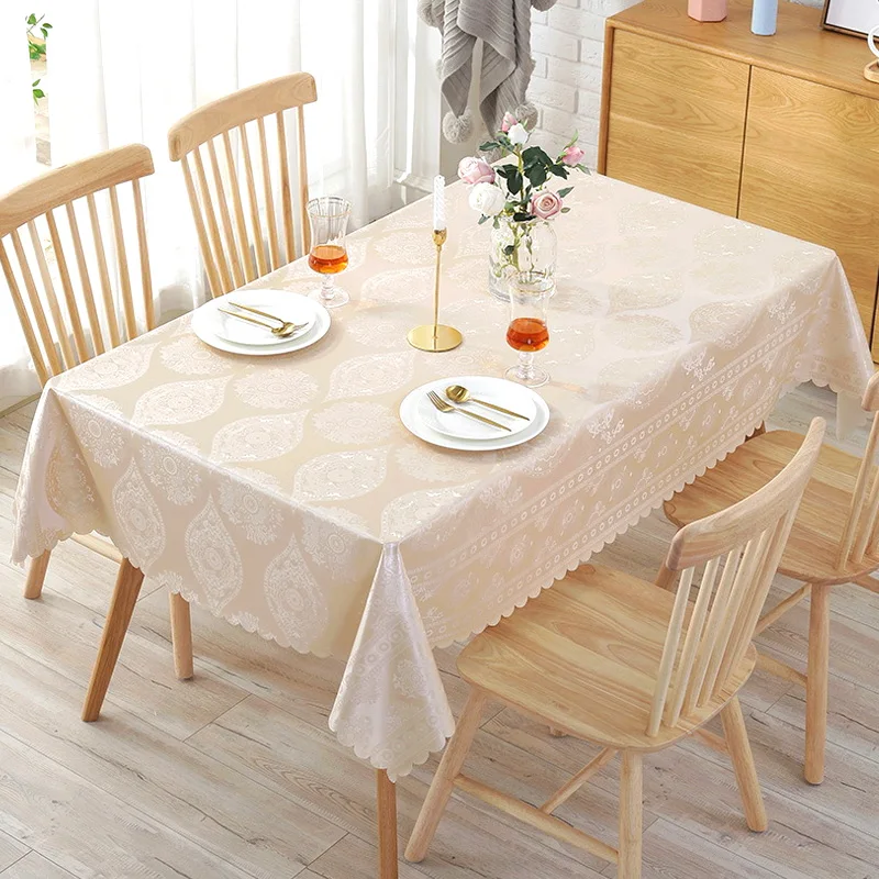 Simple Flower Pattern Tablecloth Rectangular Flowing Floral Table Cloth Pvc Waterproof Oil Proof Party Banquet Dining Tablecloth