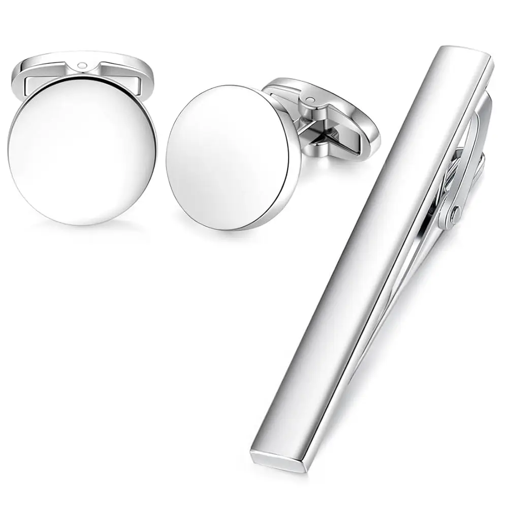 

Набор круглых запонок и зажимов для галстука, мужской, для бизнеса и свадьбы, в подарочной коробке, 5,4 см