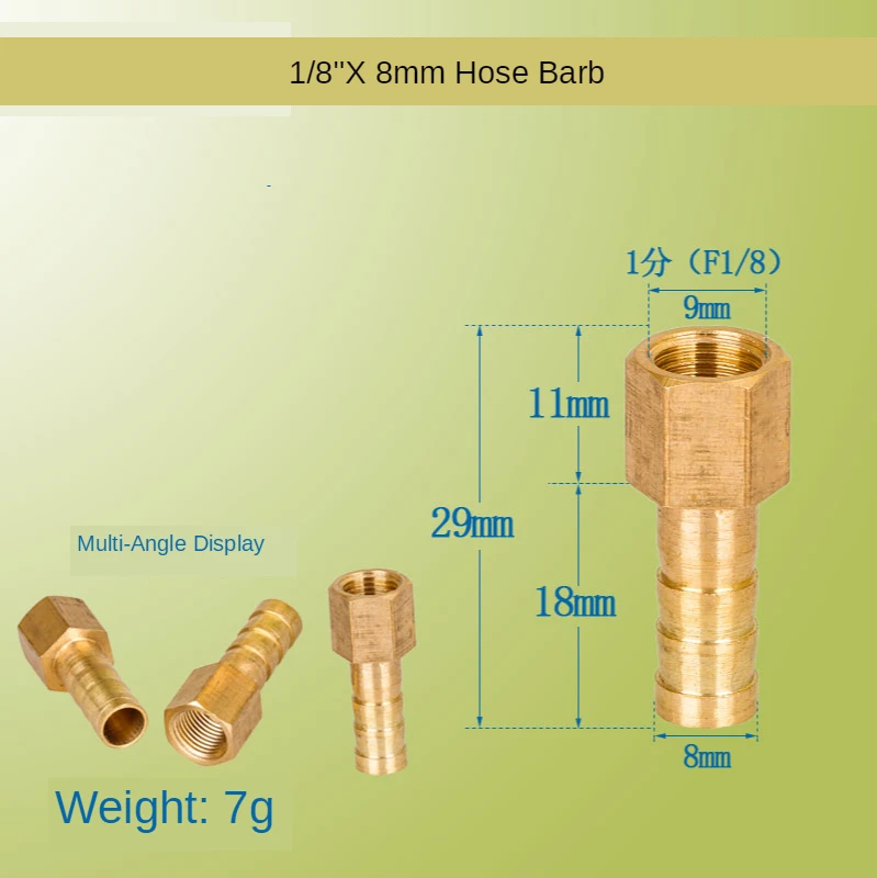 1/8; 1/4; 1/2; 3/8; Joint Coupler AdapterBSP Female Thread Copper Connector Brass Hose Fitting 4mm 6mm 8mm 10mm 19mm Barb Tail