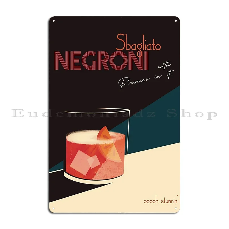 Negroni Sbagliato con Prosecco In It Chaoticfits, carteles de Metal, póster de garaje, Mural de pared personalizado, placas, cartel de estaño