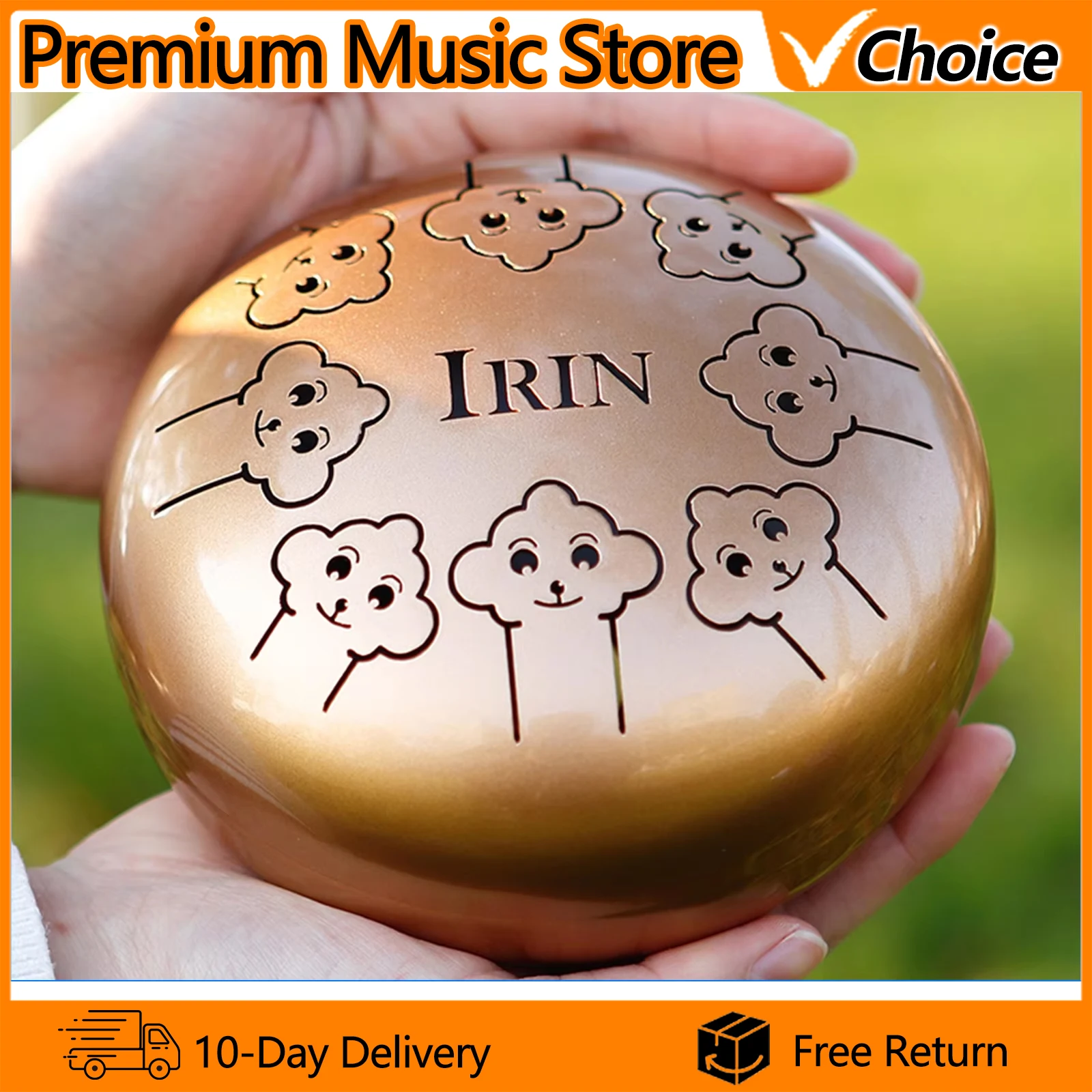 IRIN 8-Tone Steel Tongue Drum 5.5-Inch Music Monkey Ethereal Percussion for Yoga Meditation Handpan Tank Drum With Bag