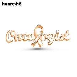 Hanreshe Oncologist Gold Color Ribbon Brooch Pins Medical Jewellery Cancer Oncology Doctor Nurse Lapel Badge Accessories