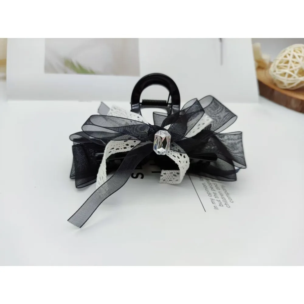 

Original design bow grab clip back head lace hairpin summer half tie ponytail clip headgear disc hair shark clip