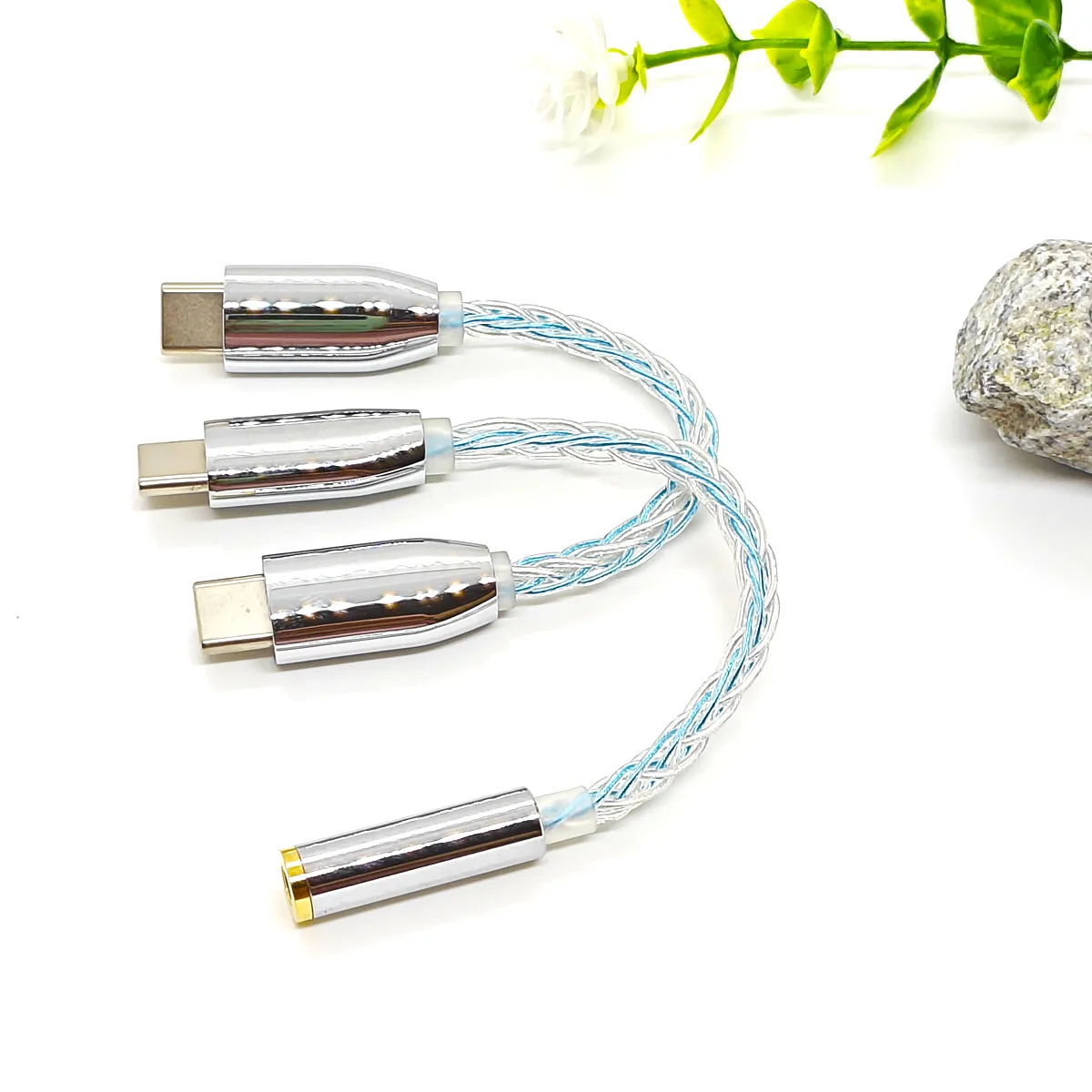 Copper silver mixed 8-core OCC Type-C to 2.5 3.5 4.4 female socket wiring cable Type-C to C lighting audio adapter