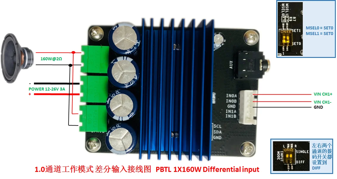 คุณภาพสูงเครื่องขยายเสียงดิจิตอล HIFI CLASSD BOARD MERUS MA12070 2X80W V1.6