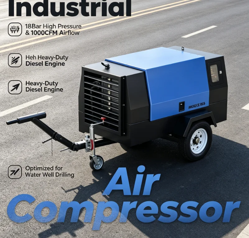 Customized High Quality 10 M³/min 8 Bar Diesel Mobile Screw Air Compressor Commins Engine For Well Drilling And Mines