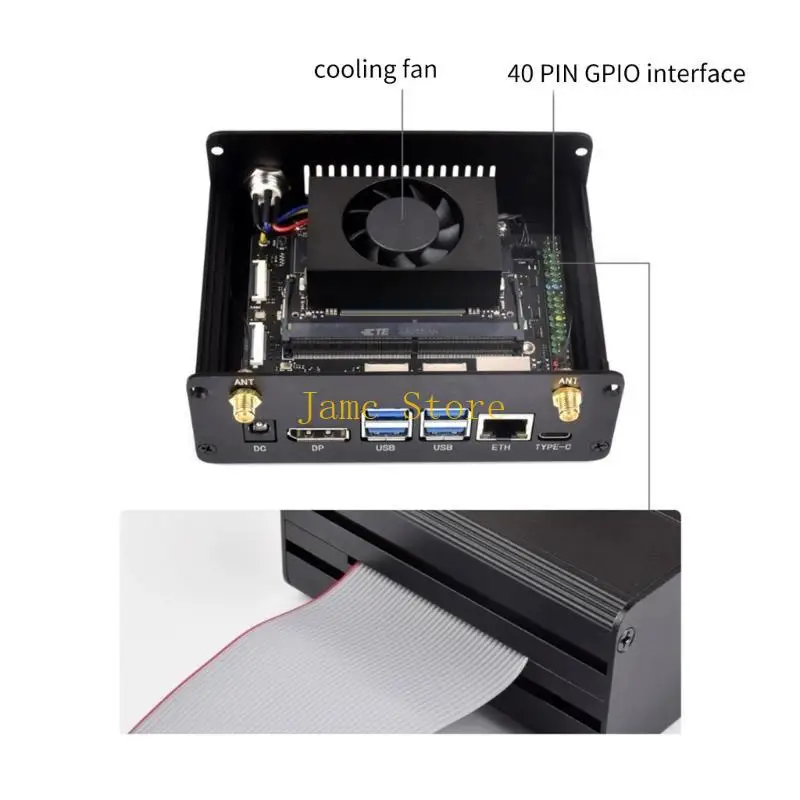 

LX0B Development Board Case Aluminum Enclosure with PWM Fan Active and Passive Cooling Housing for Jetsons Orin Board