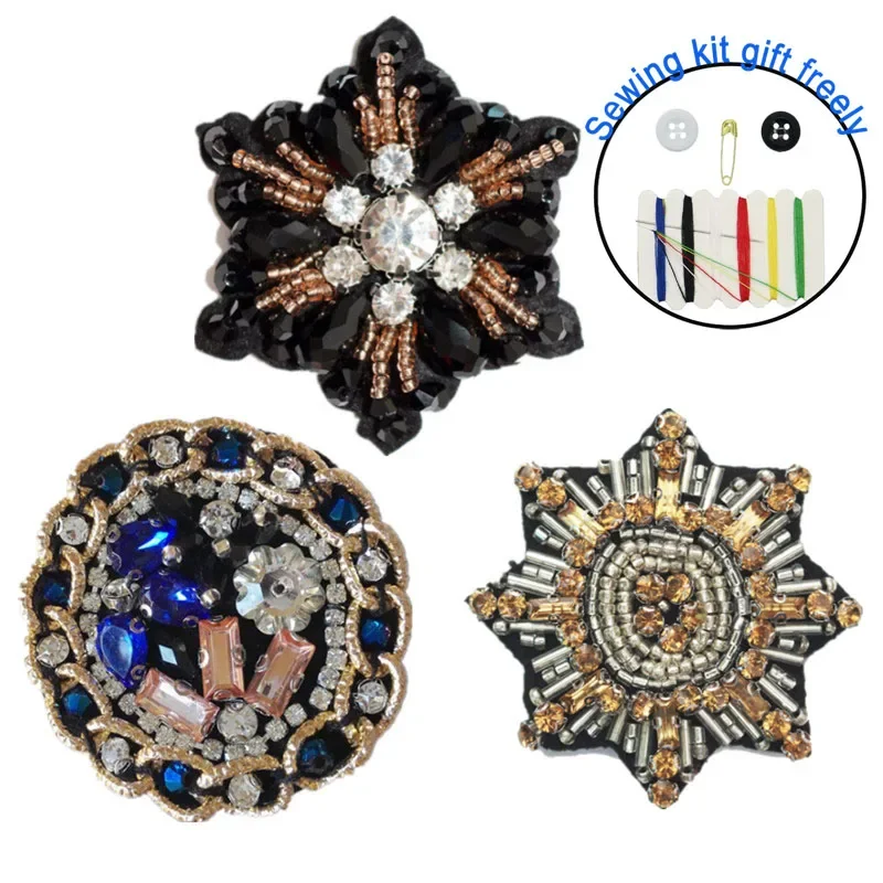 Patch di perline di strass rotonde da cucire per abbigliamento fai da te cucire su paillettes strass perline appliques per cappelli borse