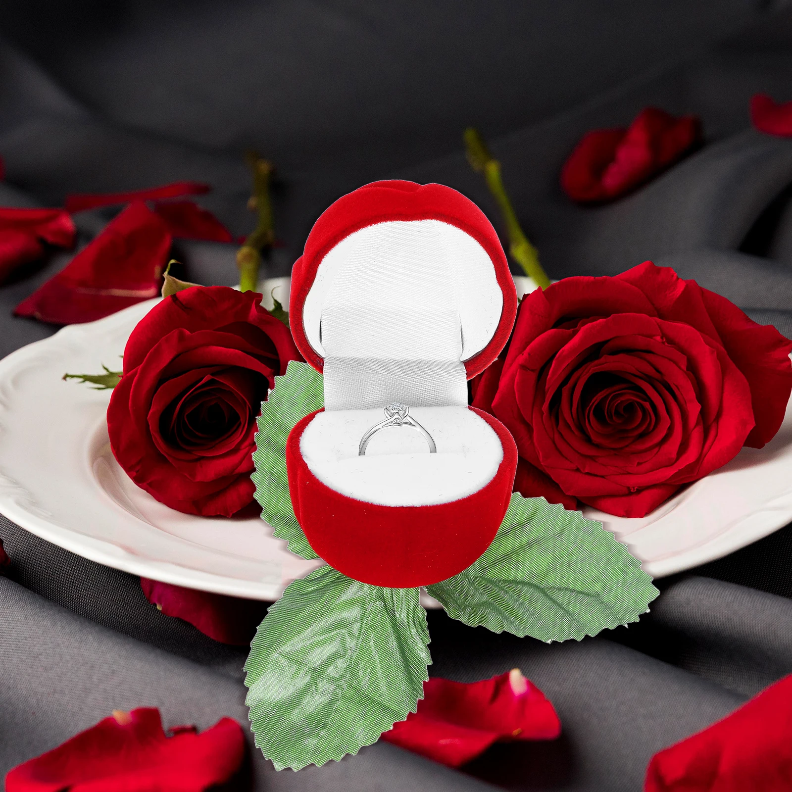 

Engagement Ring Box Boxes for Proposal Jewelry Rose Wedding Rings Sponge Case Travel