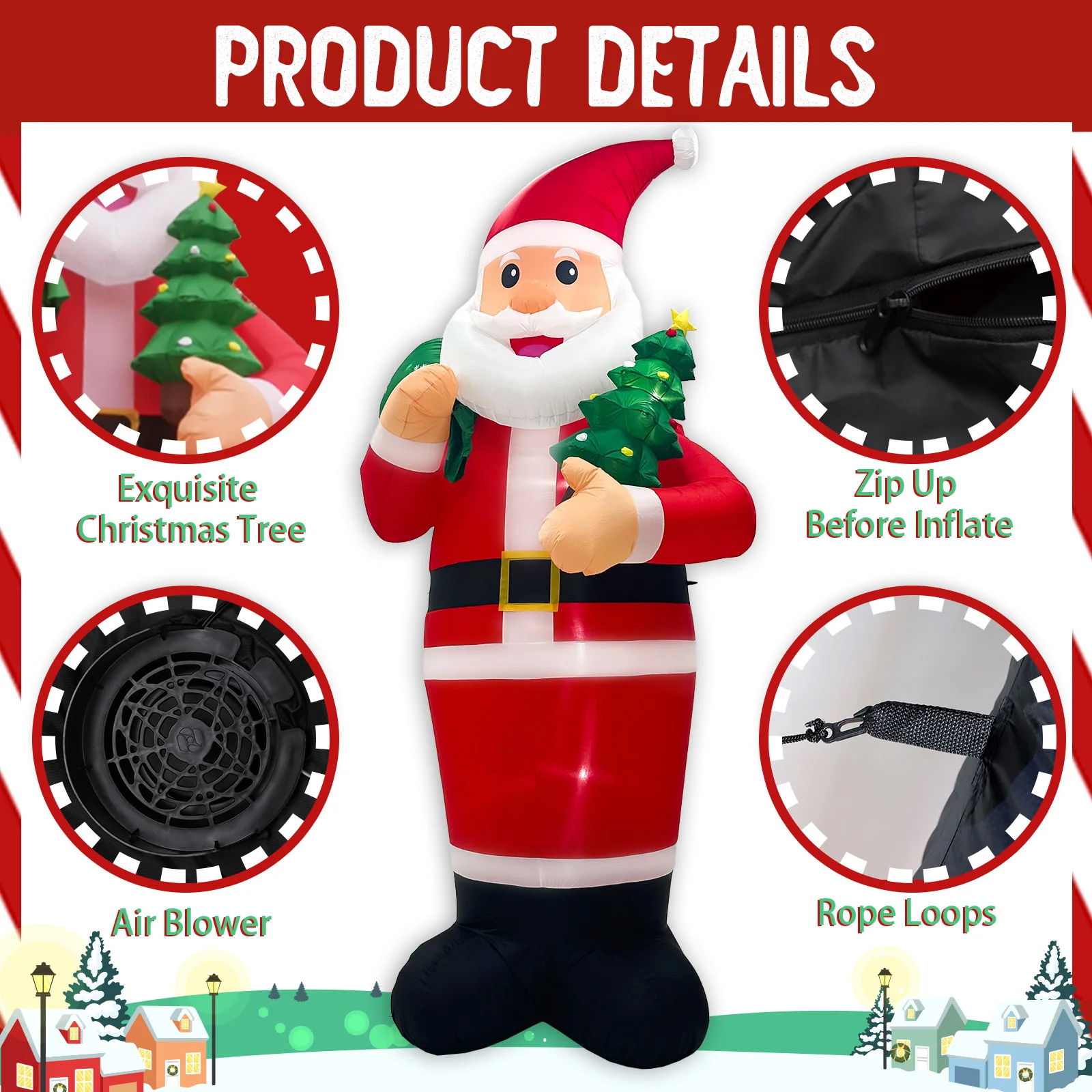 14FT Giant Christmas Inflatable Santa Holding Gift Bag Decoration, Built-in LED Lights, Outdoor Blow Up with Stakes