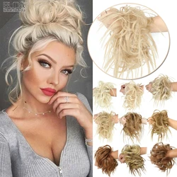 Chignon court bouclé synthétique avec bande élastique, chignon désordonné, extensions de postiches en fibre haute température