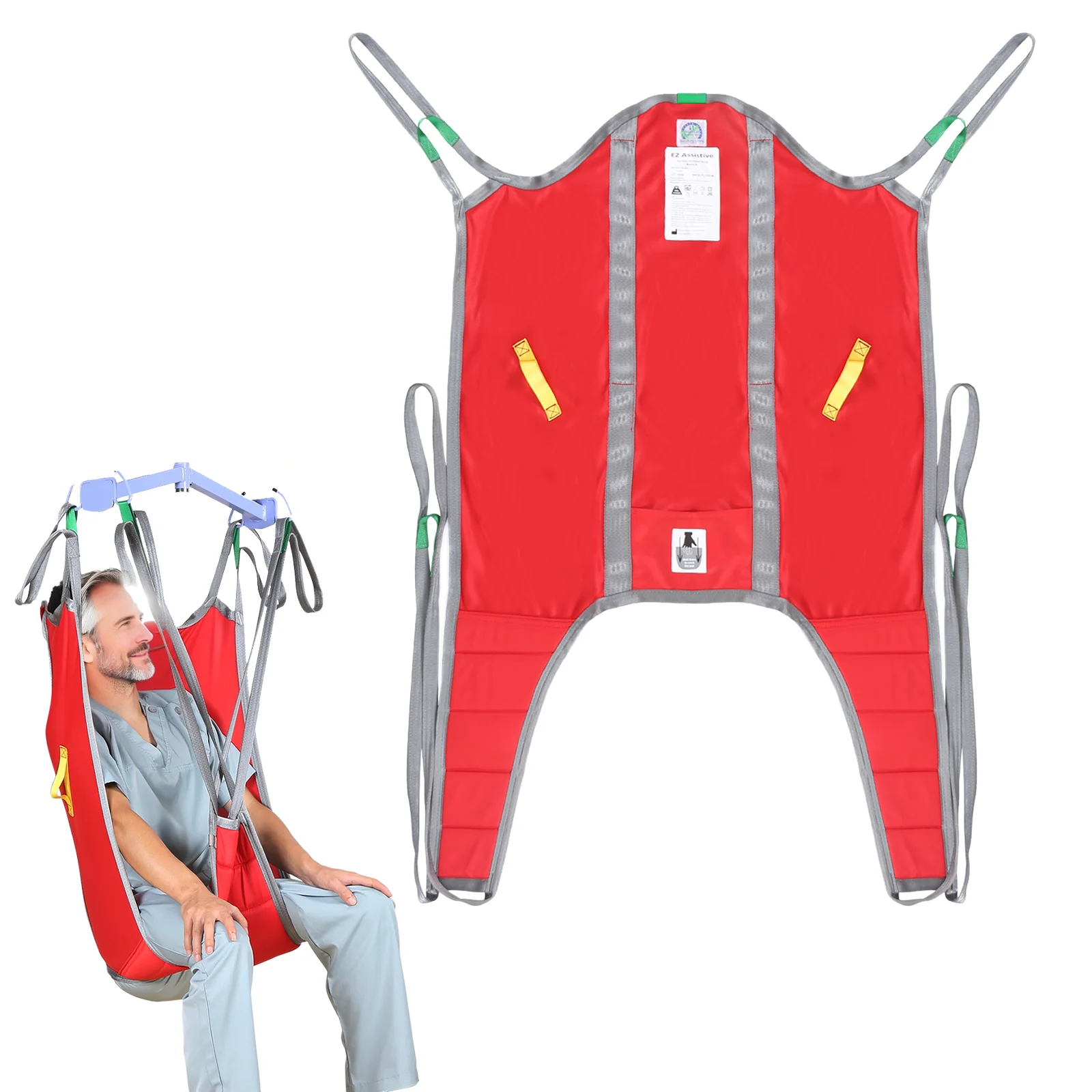 Ehucon High Back Hoyer Lift Sling Divided Leg Transfer Sling 500lbs Heavy-Duty Safety Toileting Positioning for Elderly Disabled