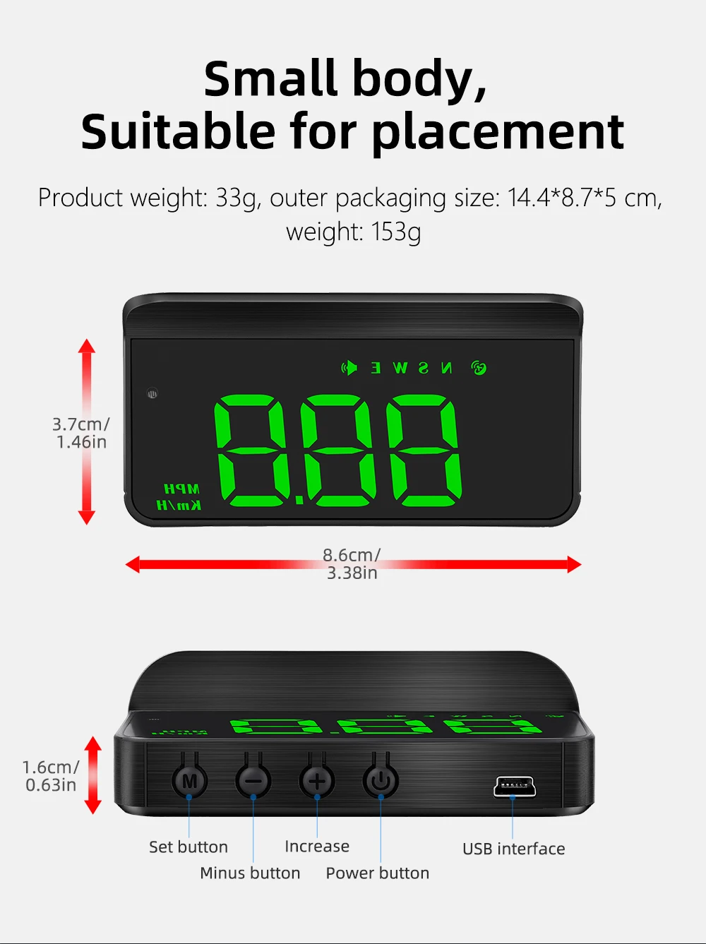 M1 HUD GPS Car Head Up Display on-board Computer Windshield Projector Digital Speedometer KMH MPH Monitor Electronic Accessories