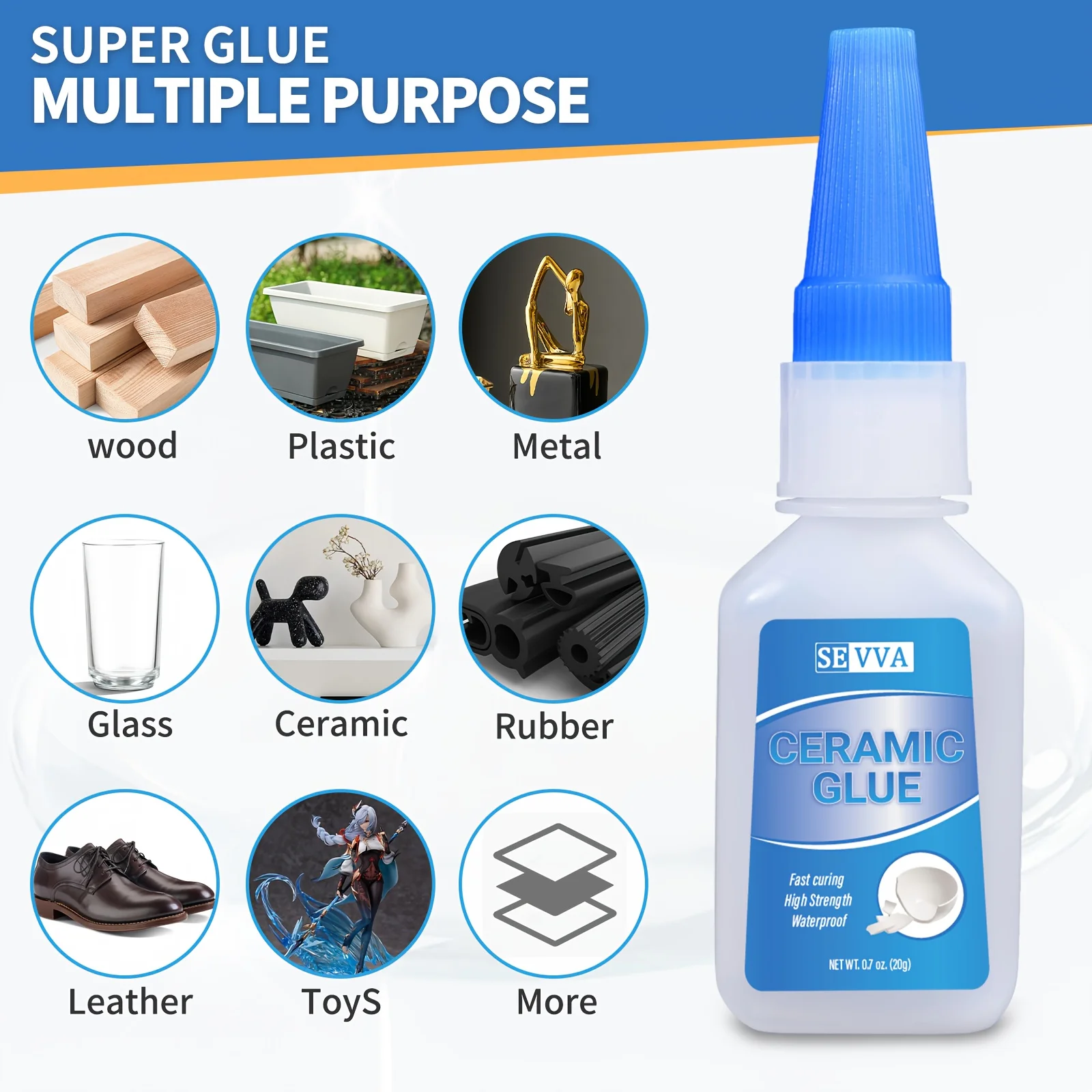 

1 шт. Универсальный керамический прочный клей — быстрая установка, водонепроницаемый, без запаха, подходит для фарфора, керамики, дерева