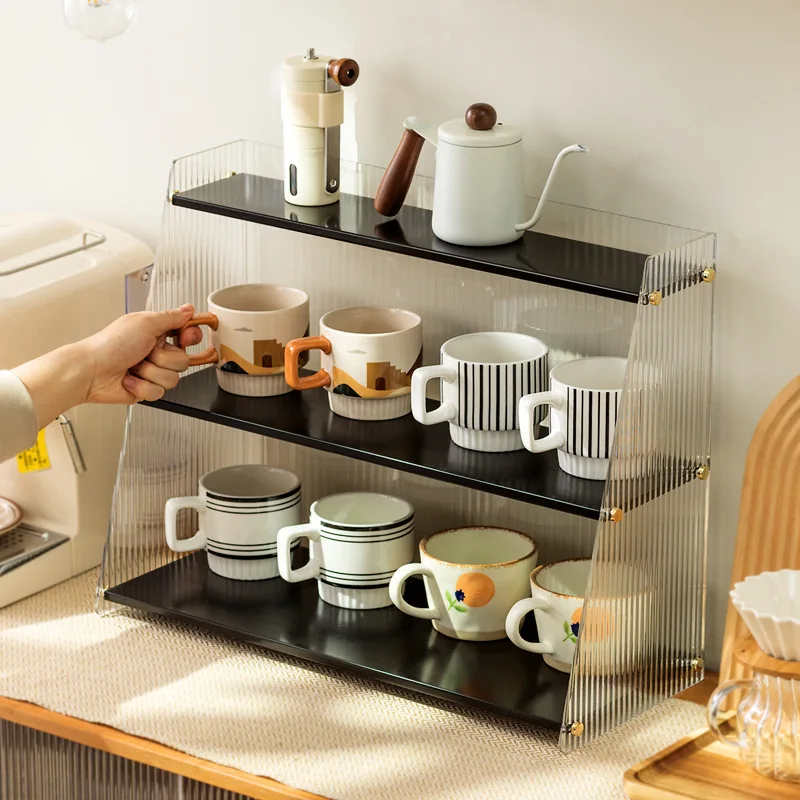 

Durable Cup storage rack desktop water cup collection rack dining table bar counter, household tea cup holder double-layer drain